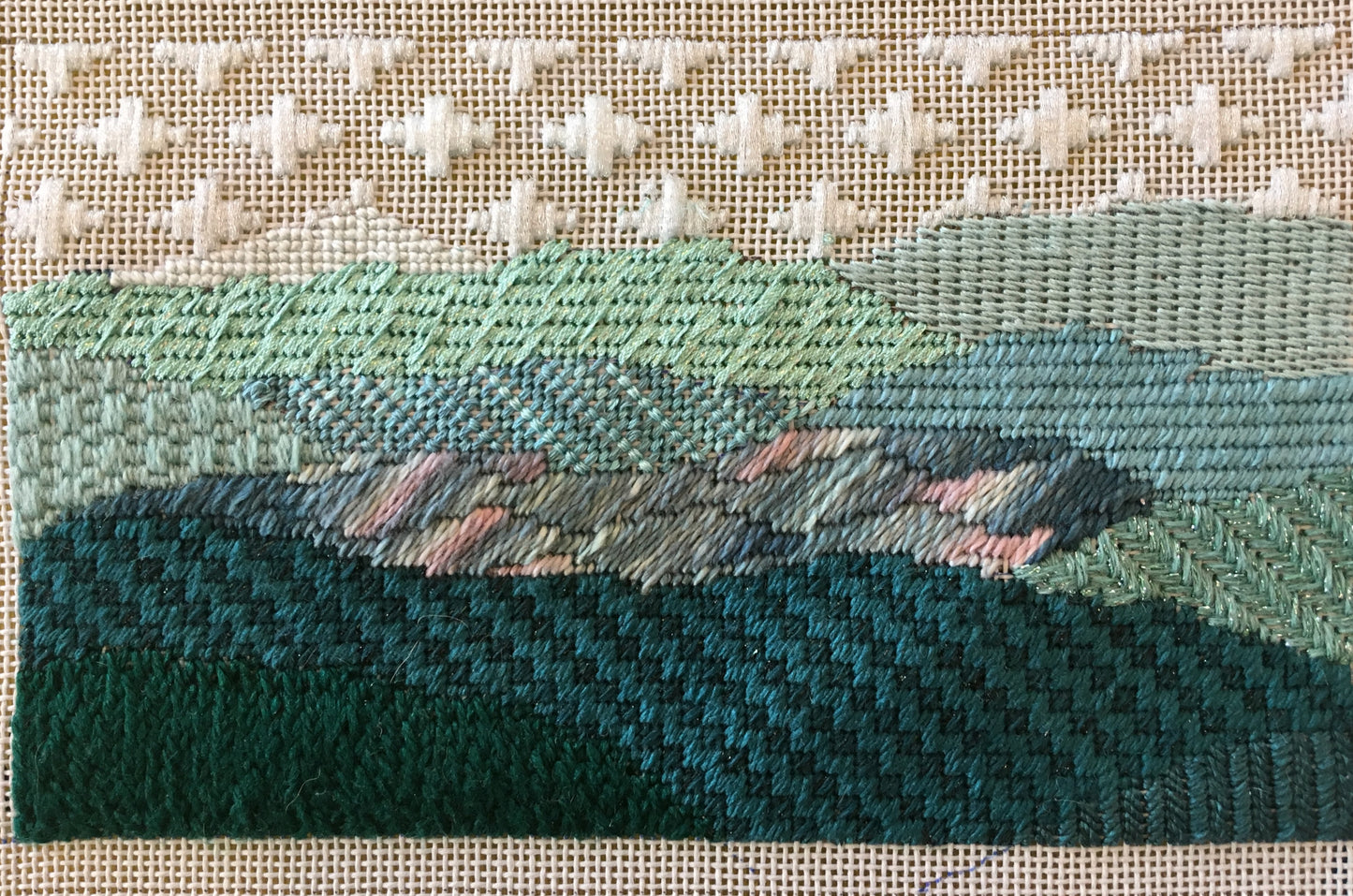 Winter in the Blue Ridge mountains with stitch guide