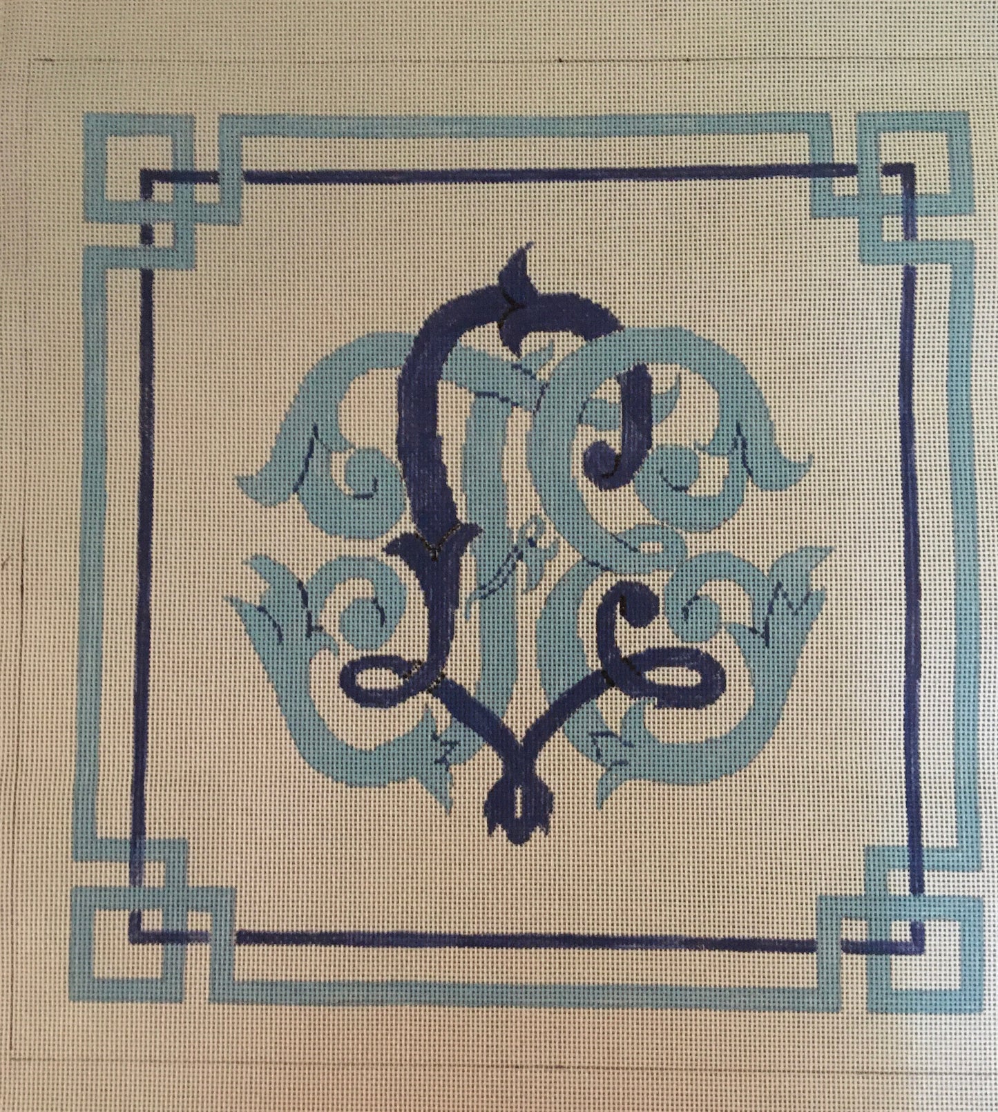 monogram with greek key border
