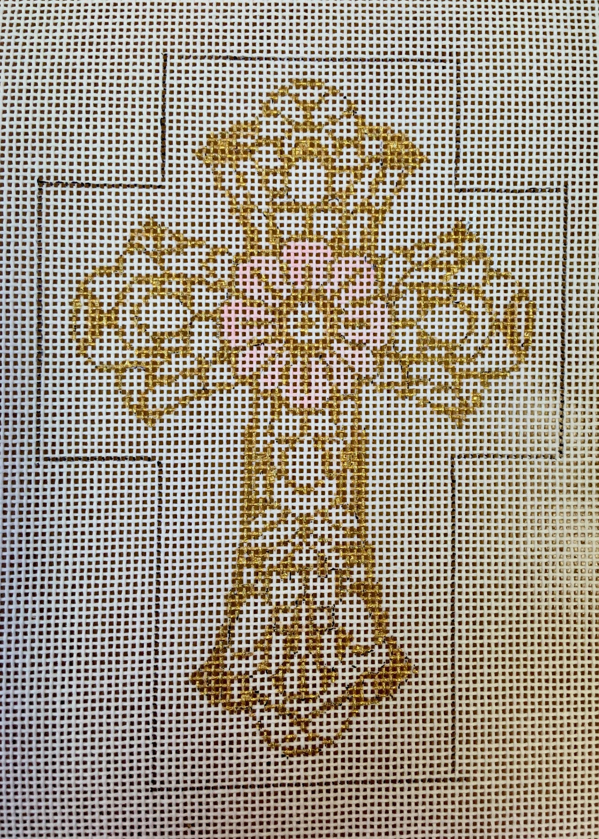 Pink Rose Cross – JJNeedlepointDesigns
