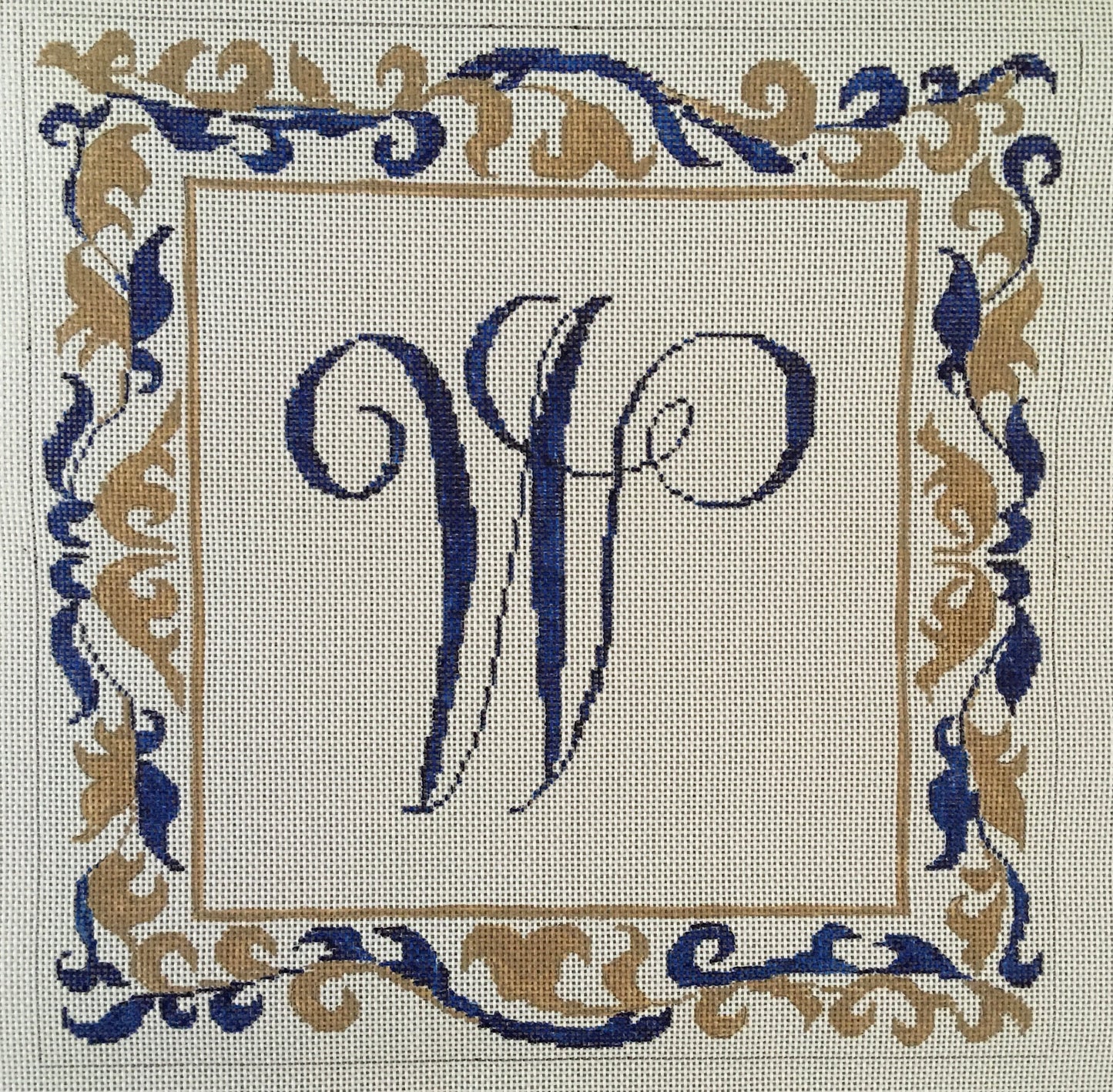 Monogram with 2 color Rococo border