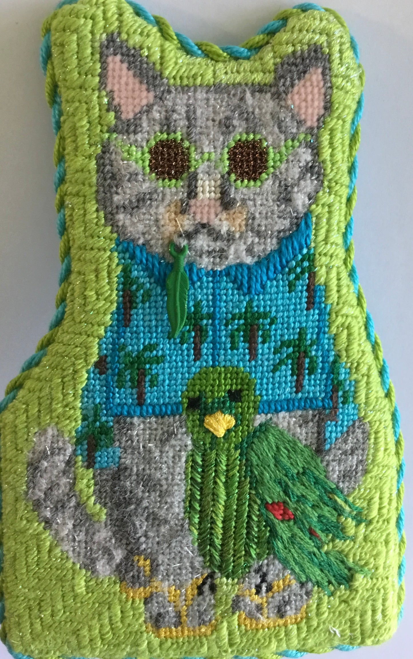 #8 August cat with stitch guide - Guacamole