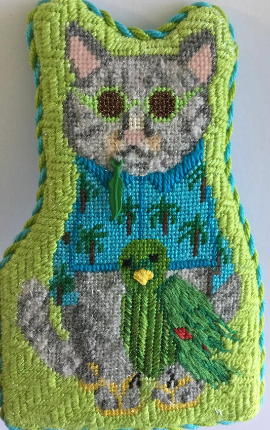 #8 August cat with stitch guide - Guacamole